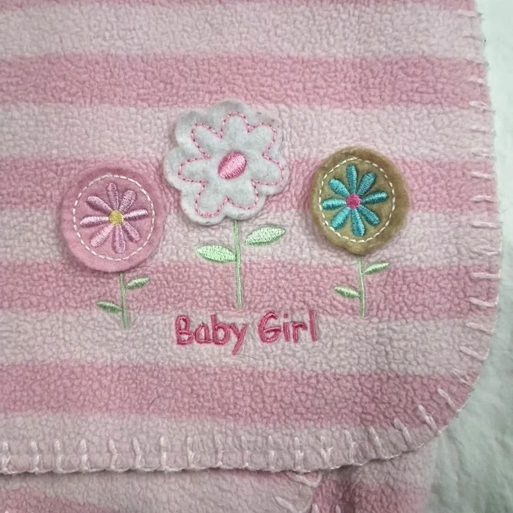 Circo Pink Stripe BABY GIRL Flower Fleece Thin Blanket Target Lovey Security